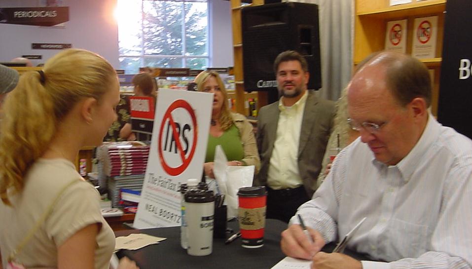 Shannon getting her book signed by author Neal Boortz