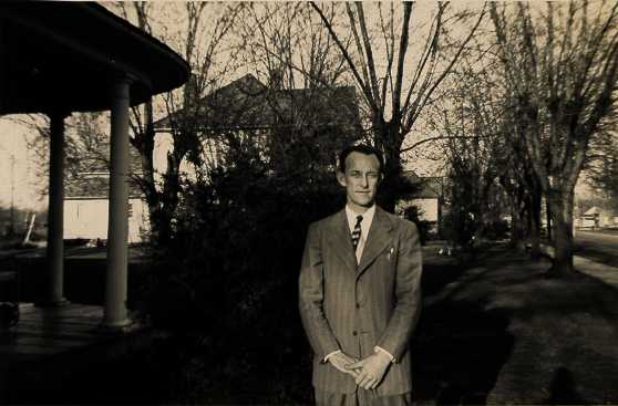 Dad in front of the house in Percy long ago