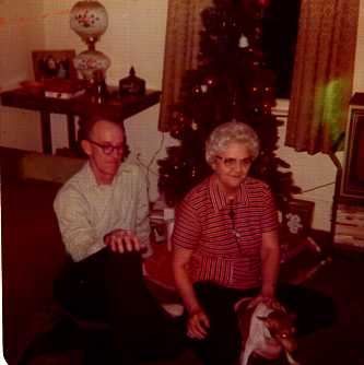 Mom, dad and Terry at Christmas in Aurora, mid-late 1970's