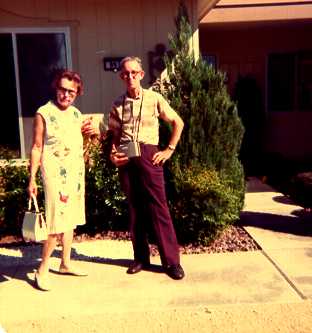 Dad and his sister Velma in front of house in Sun City, Arizona