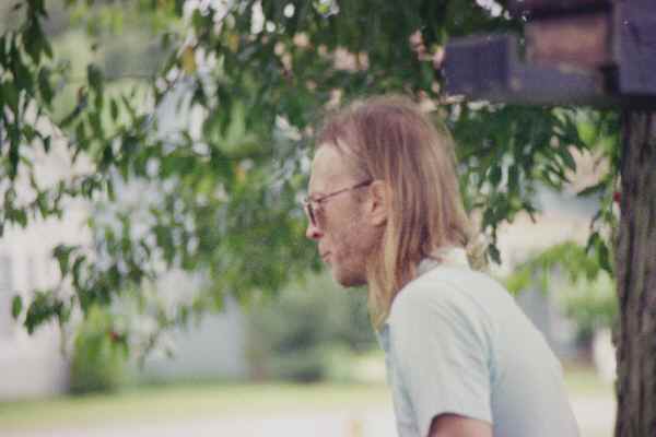 Playing horseshoes at Arlyn's lake summer of 1999